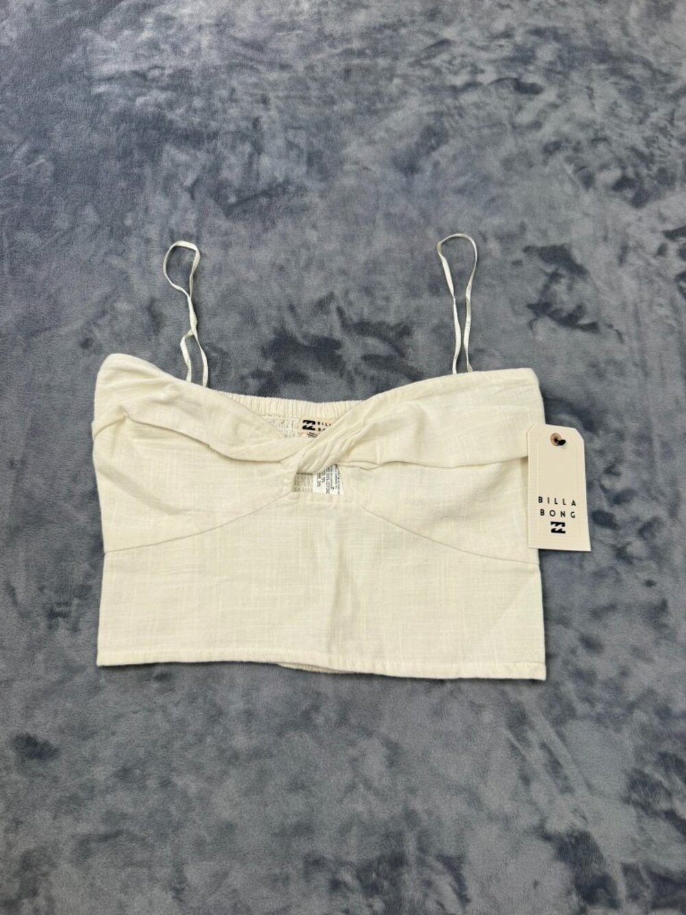 Billabong Top Cropped Wave Crush Ivory Top Size Small NWT